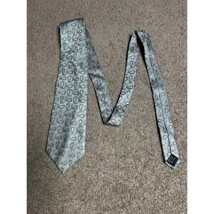 Courage Hand Sewn Neckwear Men’s Silver Paisley Print Silk Tie 57” long